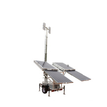 Work site led flood light portable vehicle mounted solar generated mobile solar light tower